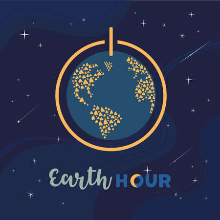 Earth Hour day social simple vector posterのイラスト素材