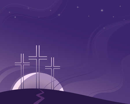 Religious Lenten season flat vector background. Hand drawn Christian symbol. Sacrament biblical church cross cartoon. Catholic bible Holy week design element. Religion sign template illustrationのイラスト素材