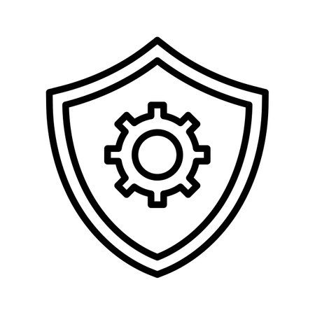 Security, settings, shield icon vector image. Can also be used for information technology. Suitable for use on web apps, mobile apps and print media.のイラスト素材