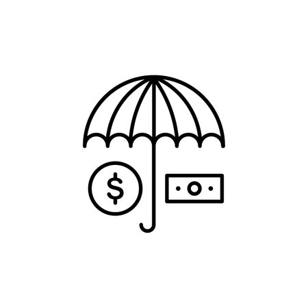 Business. umbrella, money, save icon vector image. Can also be used for business & office. Suitable for use on web apps, mobile apps and print media.のイラスト素材