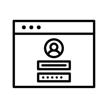 Login form, webpage, browser, login icon vector image. Can also be used for internet security. Suitable for use on web apps, mobile apps and print media.のイラスト素材