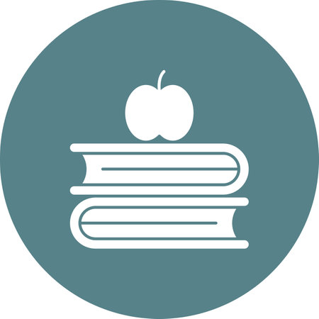 Books, apple, knowledge icon vector image. Can also be used for education. Suitable for use on web apps, mobile apps and print media.のイラスト素材