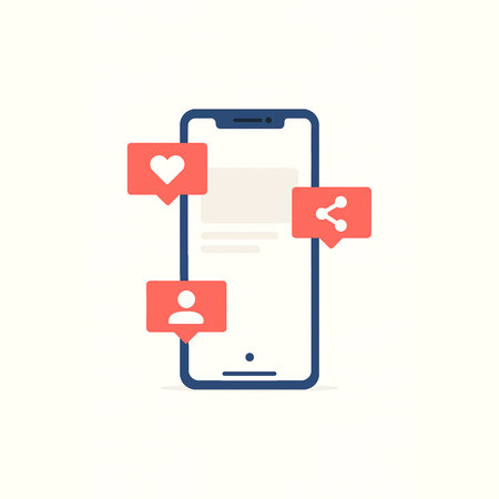 Smartphone with social media icons flying out, digital marketing concept, flat vector.の写真素材