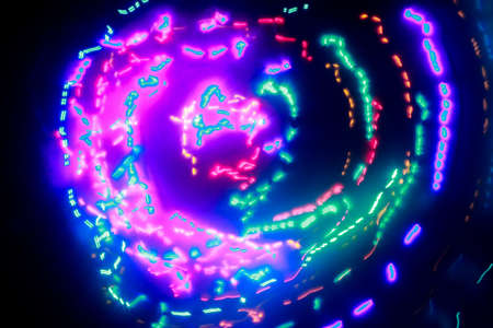 Glowing neon lines. Blue red pink and violet colorful lighting.