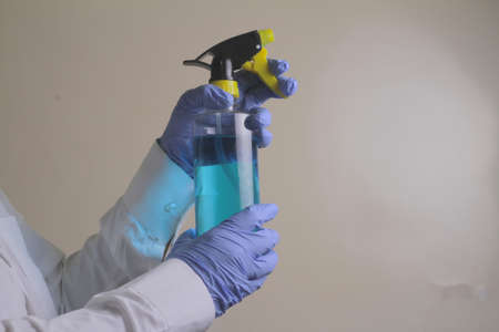 Spraying Anti-Bacterial Sanitizer Spray, Hand Sanitizer Dispenser, infection control concept....