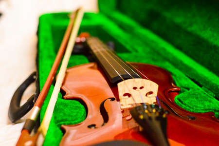 Close up shot of a violin,on white background . blur photo