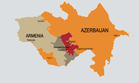 nagorno-karabakh map, armenia vs azerbaijan, vector illustrationの写真素材