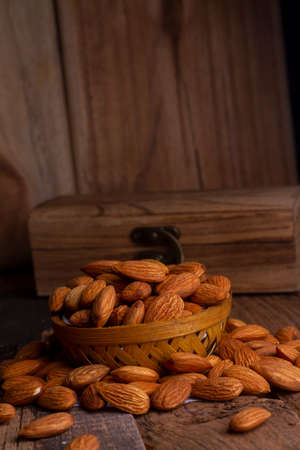 cashews isolated on light background. Flat layの写真素材