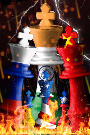 sanctions against Russia by Western States on black vintage wall with cracksの写真素材