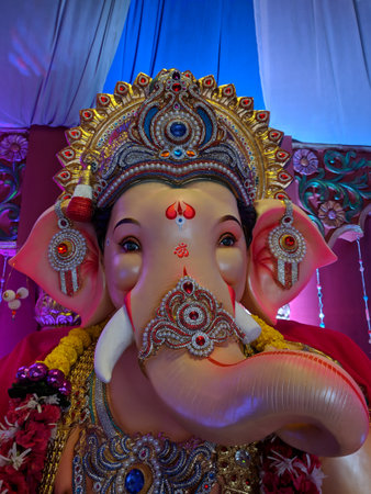 photograph of Lord ganapati Idol, Happy Ganesh Chaturthi.の写真素材