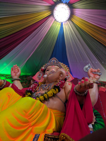 photograph of Lord ganapati Idol, Happy Ganesh Chaturthi.の写真素材
