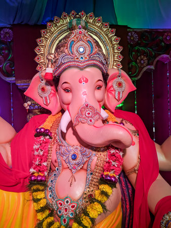 photograph of Lord ganapati Idol, Happy Ganesh Chaturthi.の写真素材