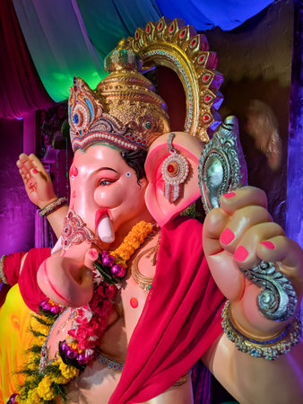 photograph of Lord ganapati Idol, Happy Ganesh Chaturthi.の写真素材