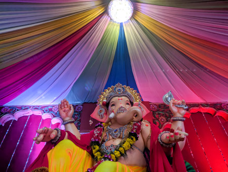 photograph of Lord ganapati Idol, Happy Ganesh Chaturthi.の写真素材