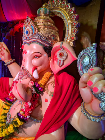 photograph of Lord ganapati Idol, Happy Ganesh Chaturthi.の写真素材