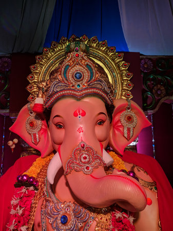 photograph of Lord ganapati Idol, Happy Ganesh Chaturthi.の写真素材
