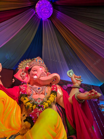 photograph of Lord ganapati Idol, Happy Ganesh Chaturthi.の写真素材