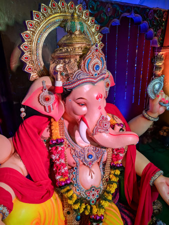 photograph of Lord ganapati Idol, Happy Ganesh Chaturthi.の写真素材