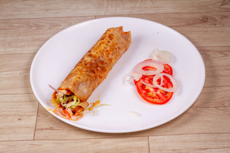 Street Style veg Frankie Roll, Schezwan cuisine, Asia Chinese cuisine , Traditionalの写真素材