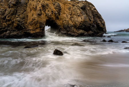 Rocks in the sea on a stormy day, California