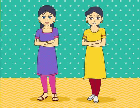 Indian two girls with smiley expressions.の写真素材