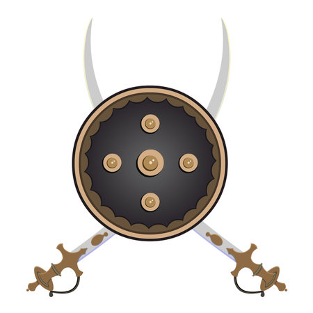 Indian style weapon two Sword with Shield. It is a vintage Maharashtrian weapon.の写真素材