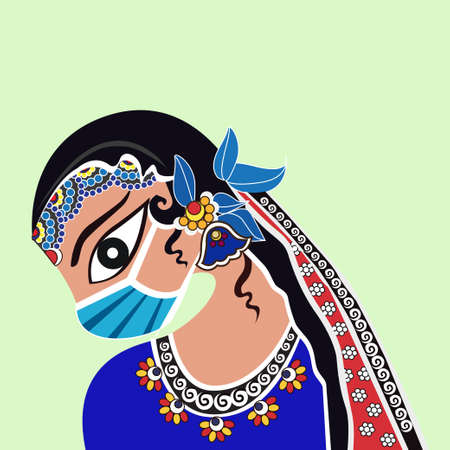 An Indian style painting of Madhubani.の写真素材