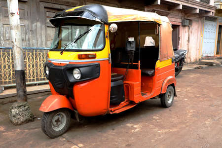 An Indian Auto Rickshaw on road.の写真素材