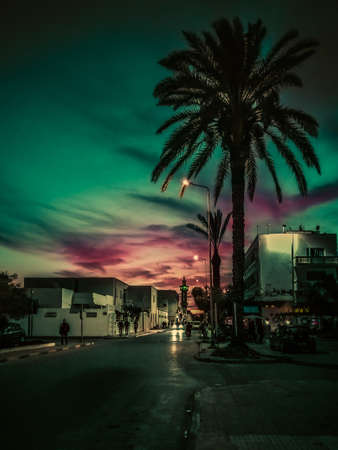 a sunset in the city of monastirの写真素材