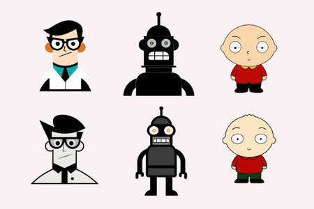 Robot set. Cute cartoon characters. Vector Illustration.のイラスト素材