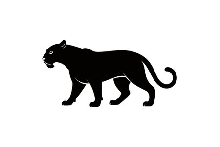 Black panther icon isolated on white background. Side view. Vector illustration.のイラスト素材