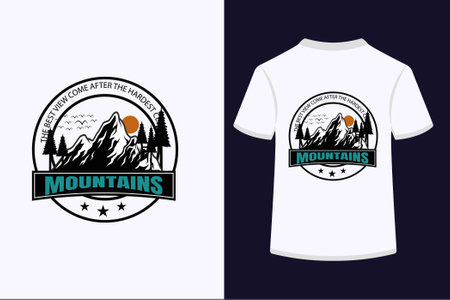 Explore stunning outdoor mountain t-shirt designs perfect for adventurers and nature lovers. Featuring breathtaking peaks, rugged landscapes, and wilderness vibes,のイラスト素材
