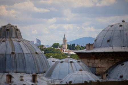 View from Suleymaniye Mosque to the city of Istanbul, Turkeyの写真素材