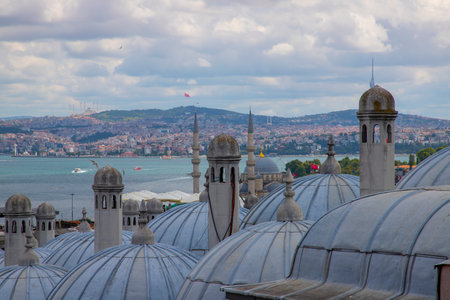 Panoramic view of Istanbul from Suleymaniye Mosque, Turkeyの写真素材