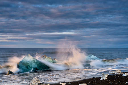 Sunrise at Diamonds Beach in Iceland