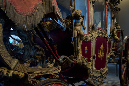 Details of the Elegant Gala Carriage of Maximilian at Mexico's National Museum of Historyの写真素材