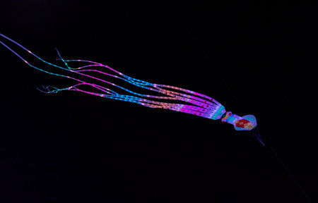 Light and Tradition: Night Kites in Cholulaの写真素材