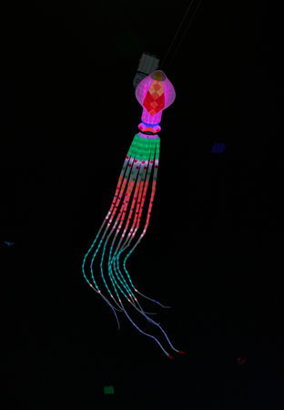 Flying Lights Over Cholula on a Festive Nightの写真素材