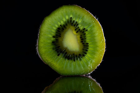 Kiwi slice close up, tropical fruit, vegetarian and vegan foodの写真素材