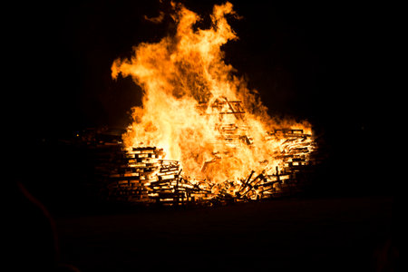 Burning crates bonfireの写真素材