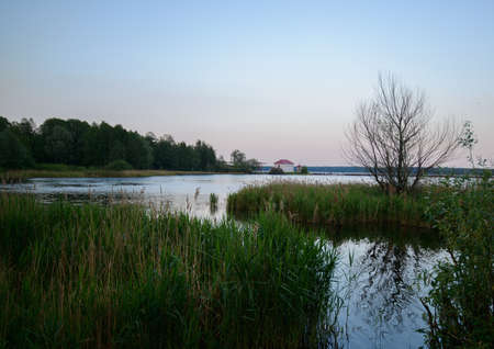 Fishing farm on the lakeの写真素材
