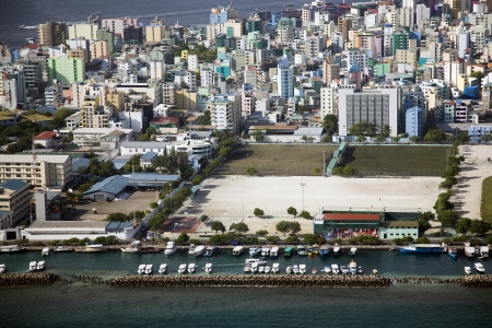Male the capital of the Maldives from a planeの写真素材