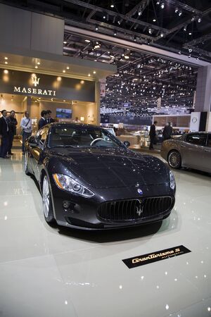 GENEVA, SWITZERLAND - MARCH 4, 2011 - Maserati Gran Turismo S Automatic is presented at the annual motor show in Geneva on March 4, 2011.のeditorial素材