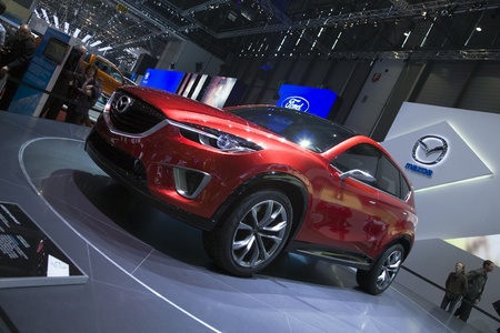 GENEVA, SWITZERLAND - MARCH 4, 2011 - MAZDA Minagi Crossover Concept car is presented at the annual motor show in Geneva on March 4, 2011.のeditorial素材