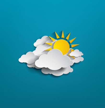 cloud and sun on blue backgroundのイラスト素材