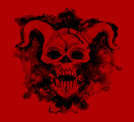 Evil demon on grunge texture background