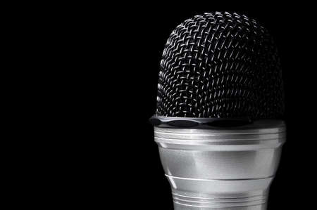 microphone isolated on black background, close upの写真素材