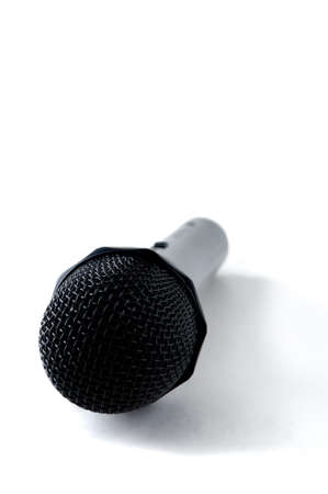 Professional Microphone with a shadow Isolated on white, portrait orientationの写真素材