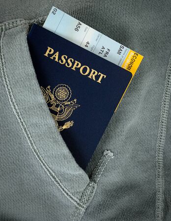 passport with boarding passの写真素材