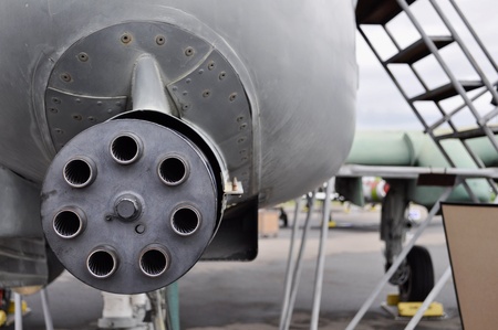 machine gun of modern war airplane, close-upの写真素材